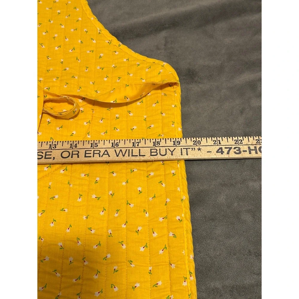Now Designs Yellow Quilted Floral Apron 100% Cotton Made in USA Cottagecore Bib